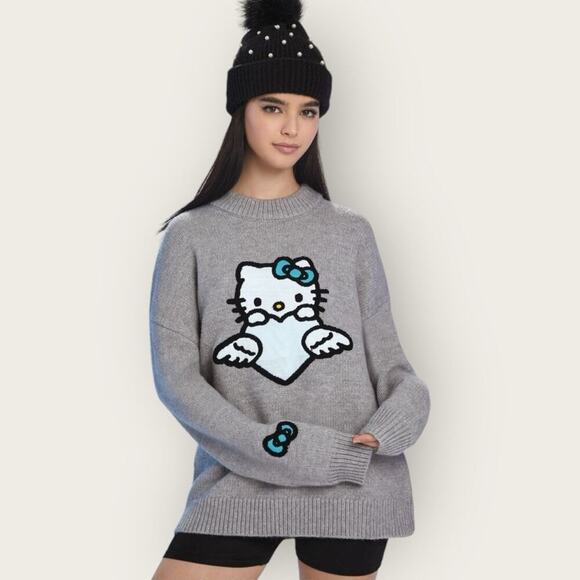 Hello Kitty & Friends Forever 21 | Angel Drop-Sleeve Sweater | Gray | Small - Picture 1 of 13